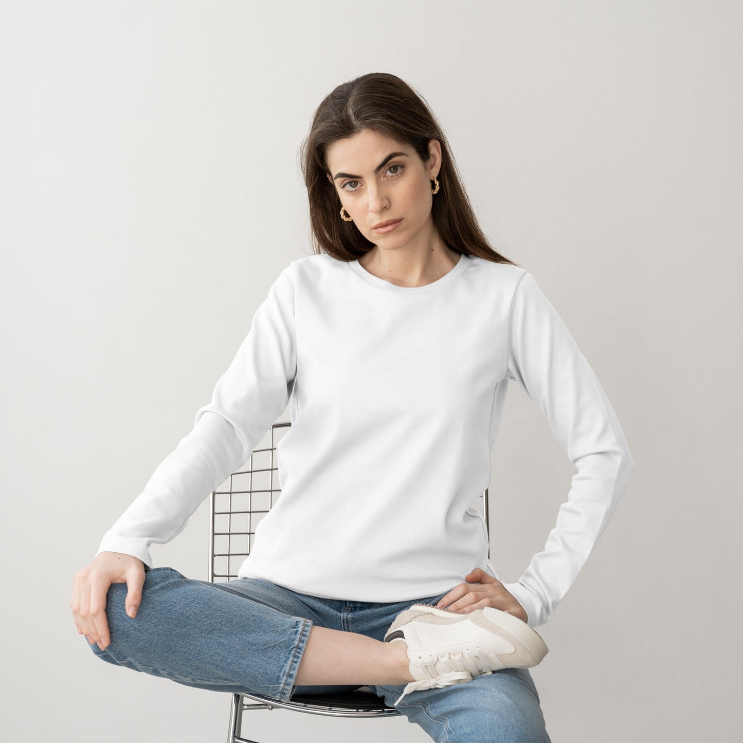 White Full Sleeve T-Shirt for Women